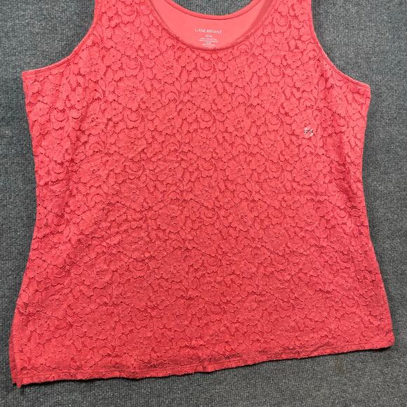 Lane Bryant Tank Top Women's Plus 22/24 Pink Floral Crochet Motif Allover Active - Picture 3 of 8
